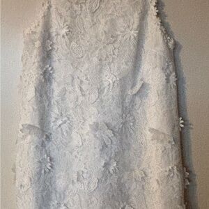 Textured Floral Sleeveless Mini Dress in Cream